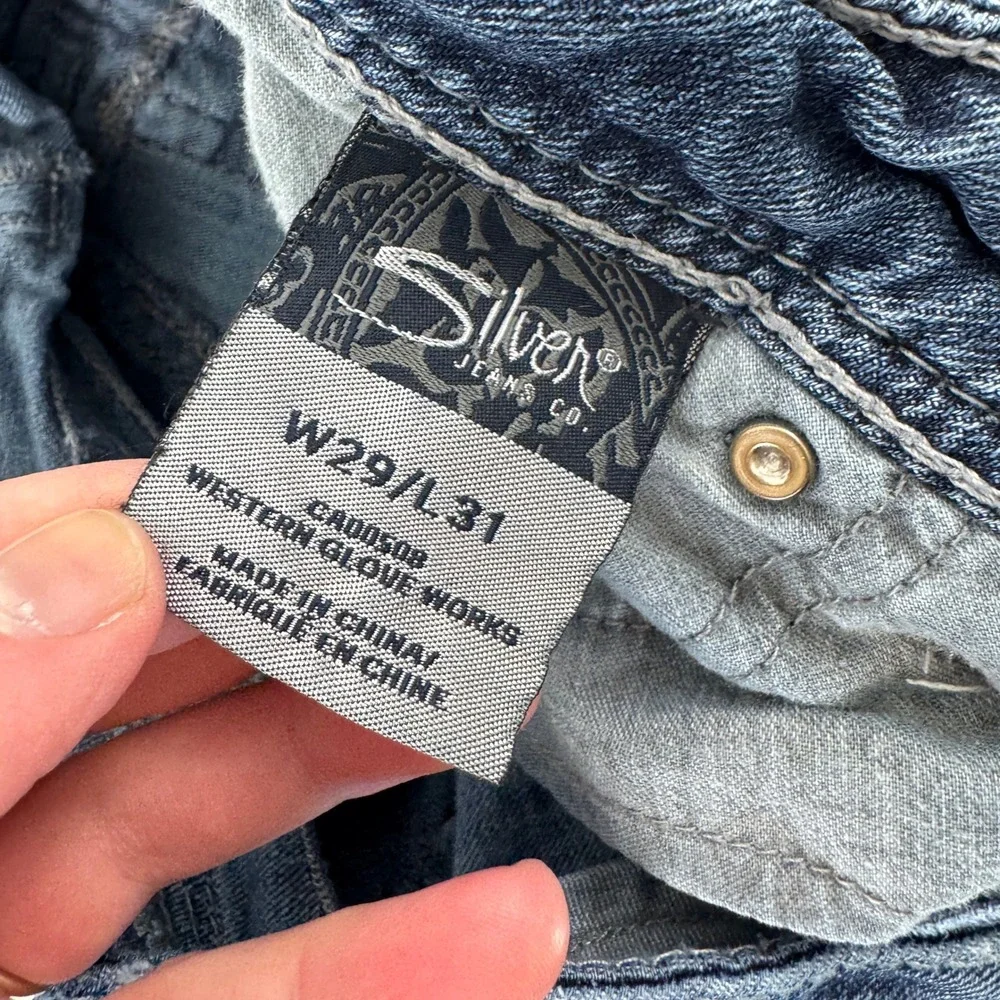 Silver Jeans Co Suki Flap 17 Bootcut‎ Jeans Medium Wash W29 L31 Thick Stitch